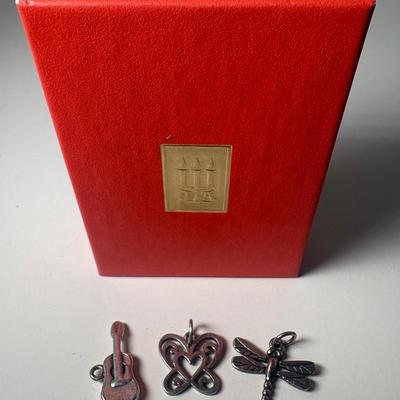 James Avery Sterling Dragonfly, Butterfly Heart & Guitar Charms