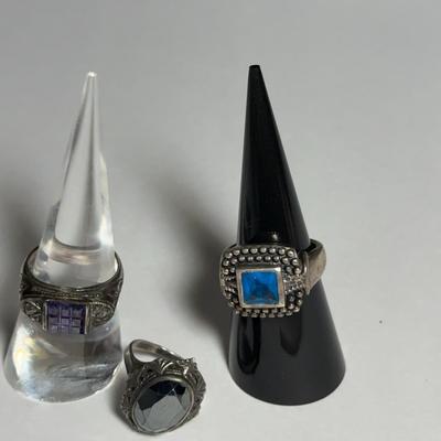 Unique Cut Gemstone Sterling Silver Rings