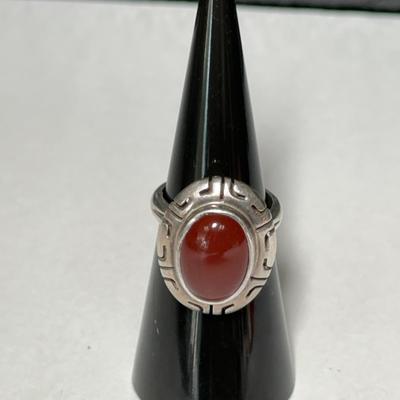 Southwestern Sterling Silver Cabachon Carnelian Ring