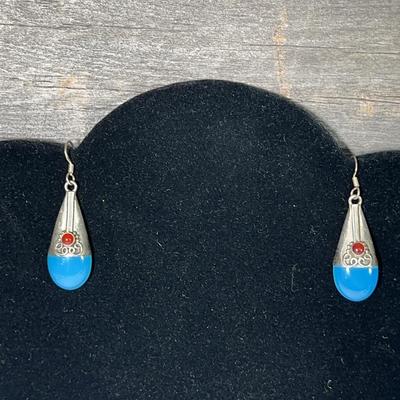 Thailand Blue Stone & Sterling Earrings