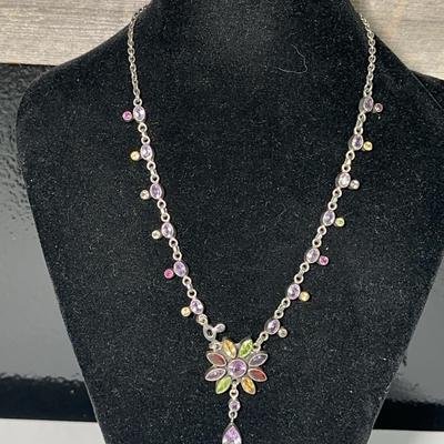 Nicky Butler Multi Color Rhinestone Sterling Silver Necklace