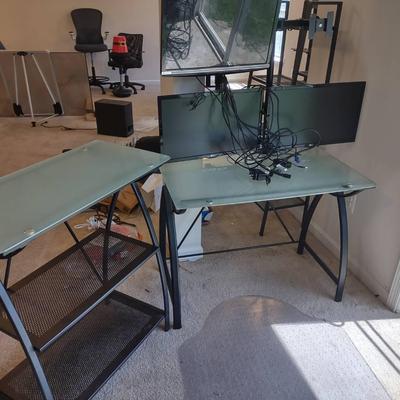 Computer Desk And Monitors