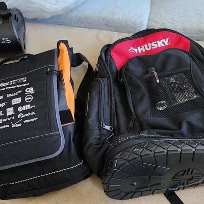 Husky Backpack And Tool Set, Battery/Car Jumper Set, Portable Electric Tire Inflator