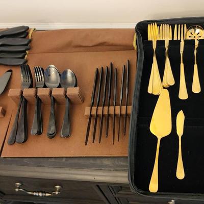 Magnussen Home brand Stainless Steel Utensil Sets And Set Of Steak Knives