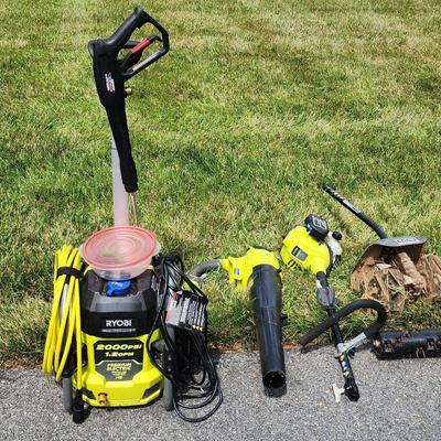 Ryobi Pressure Washer, Gas Powered Full Crank- 2 Cycle, Leaf Blower And Tilling Attachments