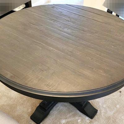 Round, Magnussen Home, Dining Room Table - Dark Wood, Distressed/Rustic