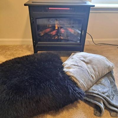 Keep Me Warm:  Movable Heater; Cozy Blankets; & Furry Pillow
