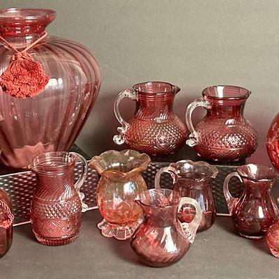 Cranberry Glass Collection Including One Piece Pilgrim Glass - Lot 1