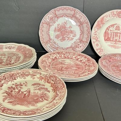 Spode Red & White China Plates From Archive Collection 