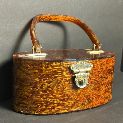 Vintage Acrylic Tortoise Shell Look Purse 