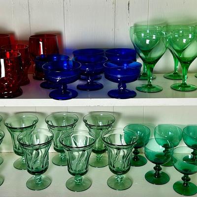Colored Glassware: Tumblers, Stemware, Parfaits, Sherbets