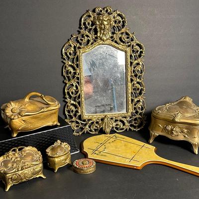 Art Nouveau Style Trinket Boxes, Art Deco Hand Mirror & More