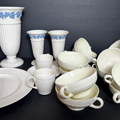 Wedgwood Of Etruria China & Vases - “Esme” Plate, Broth Bowls, Cup & Saucer