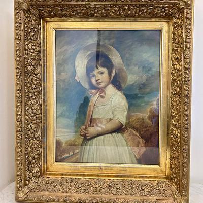 Ornately Framed Print “Miss Juliana Willoughby” By George Romney