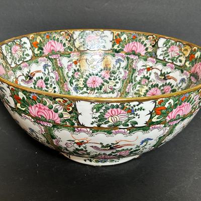 Rose Medallion Asian Centerpiece Bowl - 13.5” Diameter
