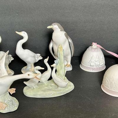 Lladro Figurines And Christmas Bells: Penguin 5.5”, Geese