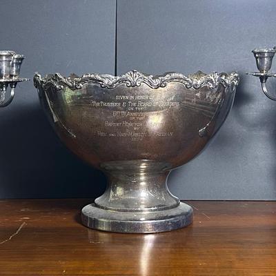 Silverplate Punch Bowl and Candelabra Pair