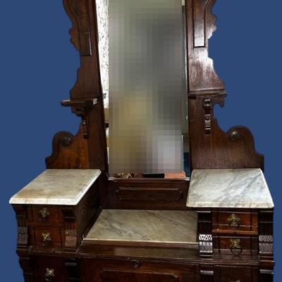 Antique Dressing Table With Marble 44x20x89
