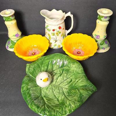 Bird, Floral And Fauna Ceramic Decor And Serving Ware, Including Made In Italy