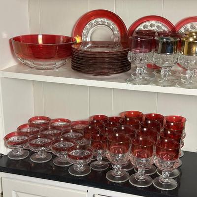 Vintage King's Crown Glassware: Goblets, Sherbets, Plates, Serving Bowl