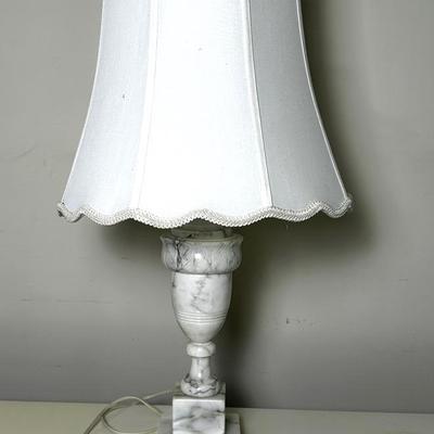 Italian Grand Tour Style Carrara Marble Table Lamp – 28" Tall