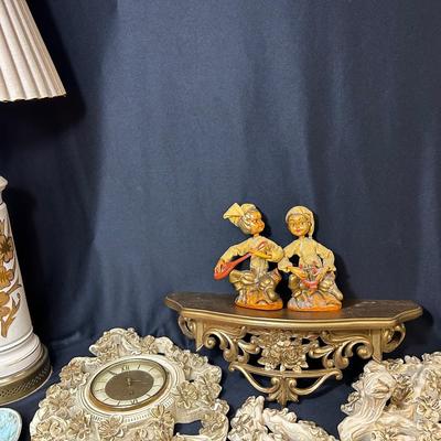 MCM Table Lamp, Ornate Clock & Sconce’s