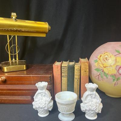 Vintage Brass Lamp, Prestige Plate Chest & More!