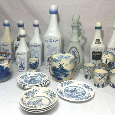 Vandermint Windmill Liquor Decanters & Vintage Blue & White Accessories