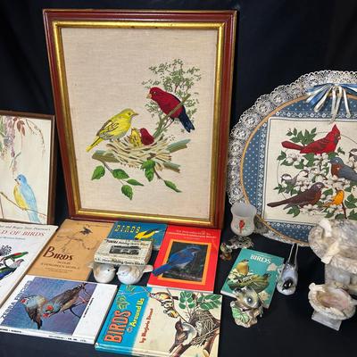 Vintage Crewel Bird Picture & More!