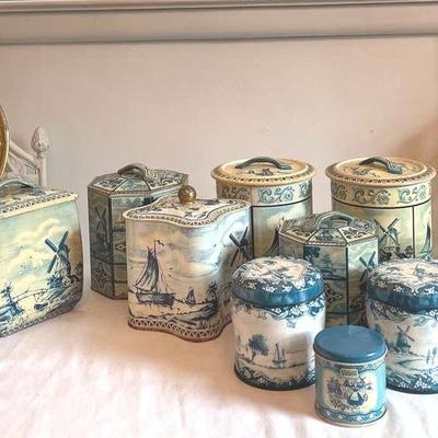 Vintage Dutch Life With Delft Style, Metal Tins, Etc.