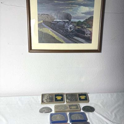 Belt Buckles Of Tulip Time, Pella Iowa, Train Print