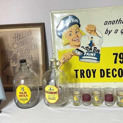 Vintage/MCM Dutch Boy Sign, Jugs And More