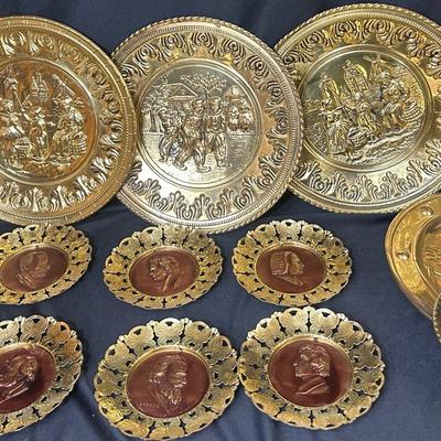 Vintage Composers Collectible Brass Wall Plaques 