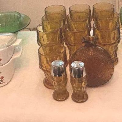 Vintage Amber Pressed Glass, Corningware & More!