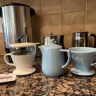 Coffee and Tea Brewing Lot with Percolator and Pour-Over