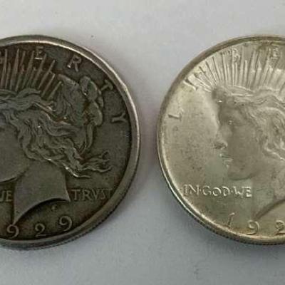 Liberty Peace Silver Dollars 1924, 1929  