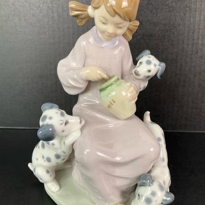 Lladro Girl with Puppies Figurine