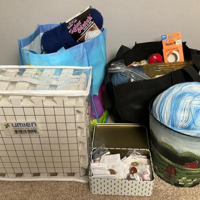 Craft & Sewing Lot with Yarn and Organizer