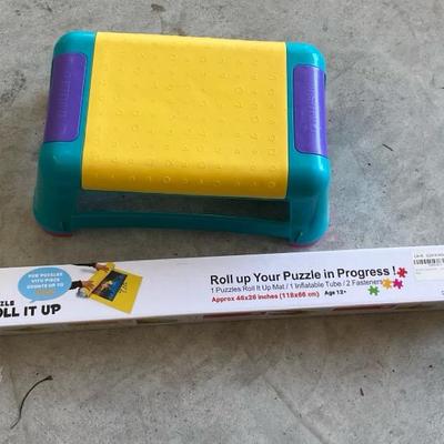 Colorful Puzzle Roll-Up Mat and Kids Step Stool