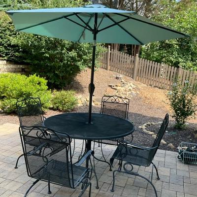 Wrought Iron Patio Set with Umbrella
