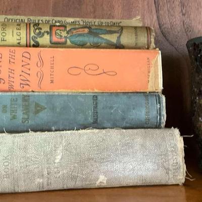 Vintage Book Lot with Mosaic Votive Holder
