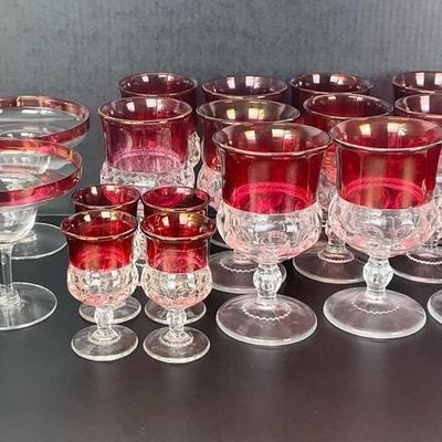 Ruby Red Rimmed Stemmed Glassware 