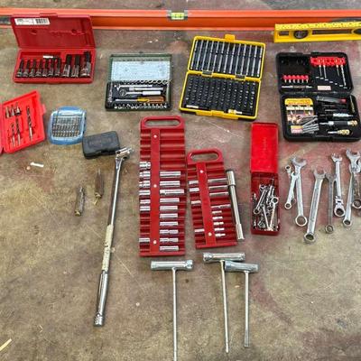 Wrenches, Sockets, Levels, Screwdrivers, and Drill Bits