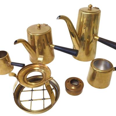 Brass Coffee and Tea Pot with Extras