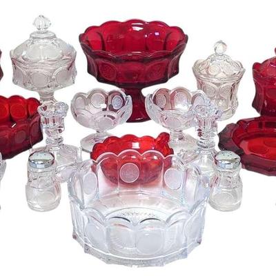 Red and Clear Coin Glass Collection 
