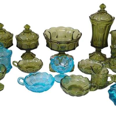 Blue and Green Coin Glass Collection 