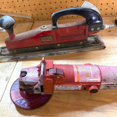 Central Pneumatic Straight Line Sander and 4-Inch Angle Grinder
