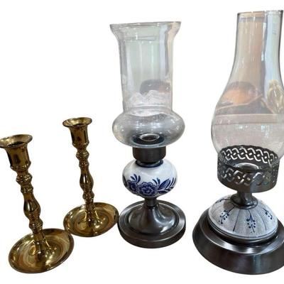 Unique Antique-style Oil Lamps and Brass Candlestick Holders