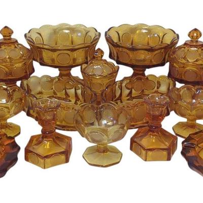 Amber-Colored Coin Glass Collection 