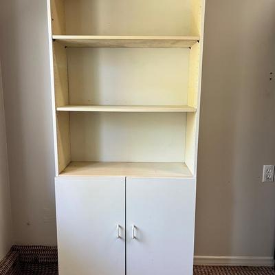 30 X 59 X 12 White Storage Cupboard & Shelving with Cabinet Storage – 3 Shelves + Doors